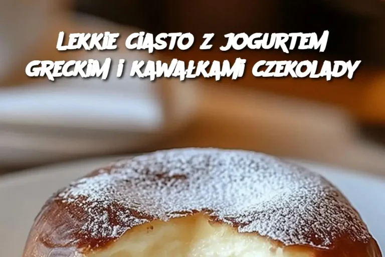 Lekkie ciasto z jogurtem greckim i kawałkami czekolady