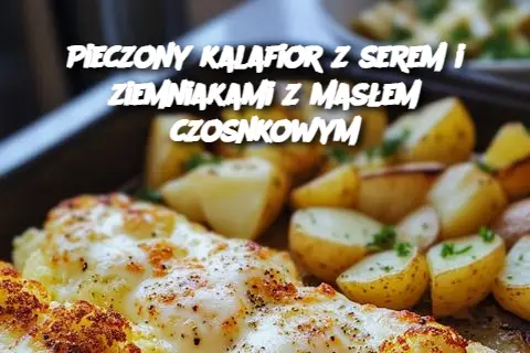 Pieczony kalafior z serem i ziemniakami z masłem czosnkowym