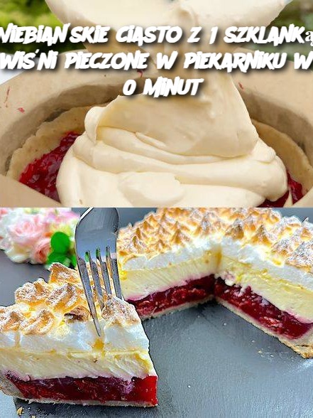 Niebiańskie ciasto z 1 szklanką wiśni pieczone w piekarniku w 30 minut