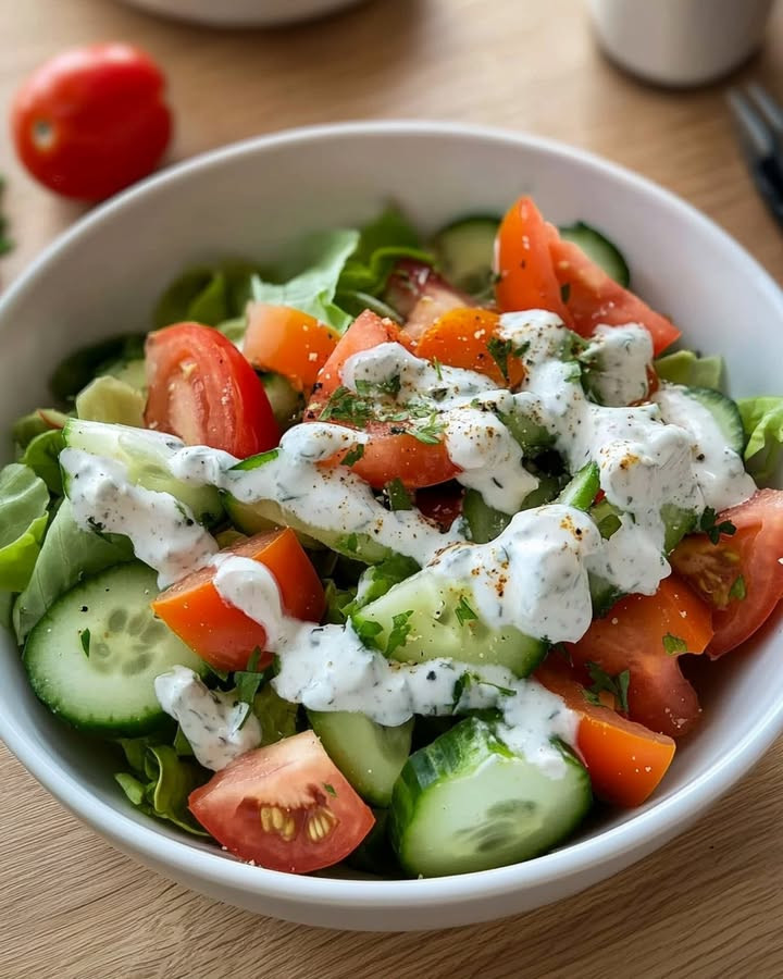 Tomaten-Gurken-Salat z dressingiem jogurtowym