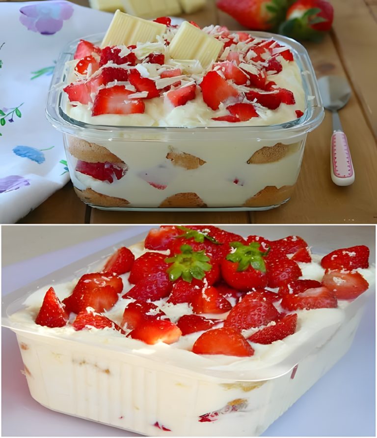 TIRAMISU TRUSKAWKOWE Z BIAŁĄ CZEKOLADĄ – Szybkie i super pyszne! 500 g mascarpone, 200 g bitej śmietany…