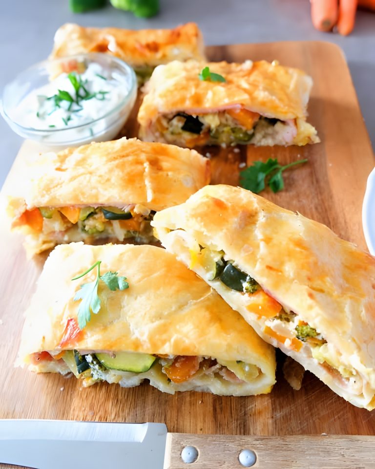 Pikantny strudel warzywny w cieście francuskim – pyszna przekąska dla każdego